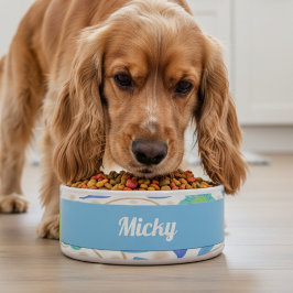 Fantasiebloemen Blauw Groen Keramisch Pet Bowl Voerbakje