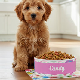 Fantasiebloemen Roze Blauw Paarse Keramische Pet B Voerbakje