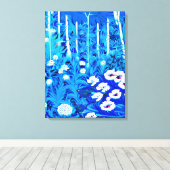 Fantasiebos met bloemen en vogels canvas afdruk (Insitu (Houten vloer))