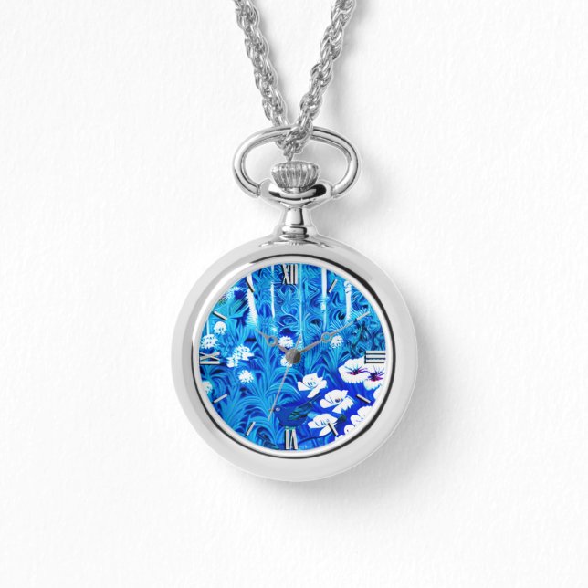 Fantasiebos met bloemen en vogels horloge (Voorkant)