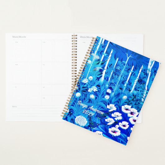 Fantasiebos met bloemen en vogels planner (Display)