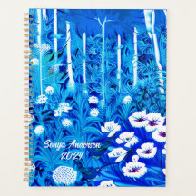 Fantasiebos met bloemen en vogels