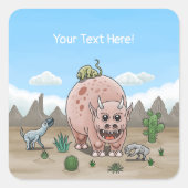 Fantasiedinosaurus Vierkante Sticker (Voorkant)