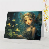 Fantasiekaart met feeënkunst kaart (Gele Bloem)