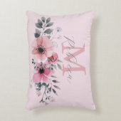 Fantasiekoorts wazig roze waterverf floraal accent kussen (Voorkant(Verticaal))