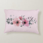 Fantasiekoorts wazig roze waterverf floraal accent kussen (Achterkant)
