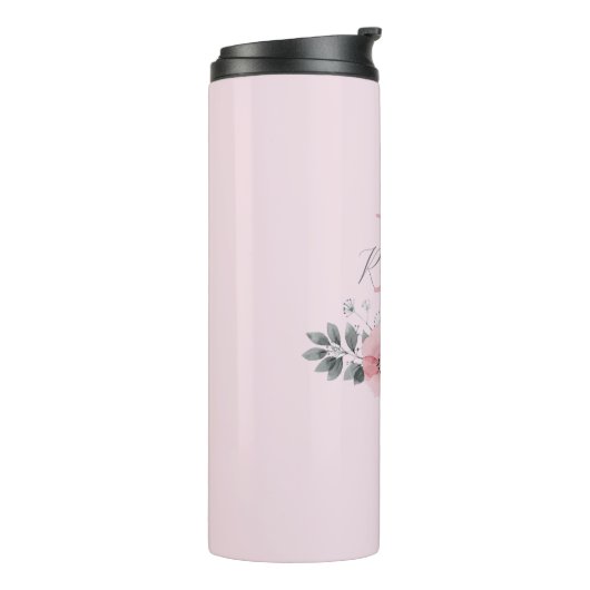 Fantasiekoorts wazig roze waterverf floraal thermosbeker (Gedraaid links)