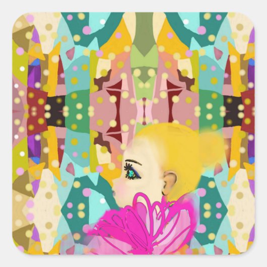 fantasieland vierkante sticker (Voorkant)