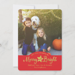 Fantasienaam & Bright Gold Stars Holiday-fotokaart Feestdagenkaart