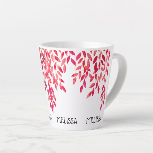 Fantasienaam en voorgevulde warmroze lederwijnstok latte mok (Rechterhoek)