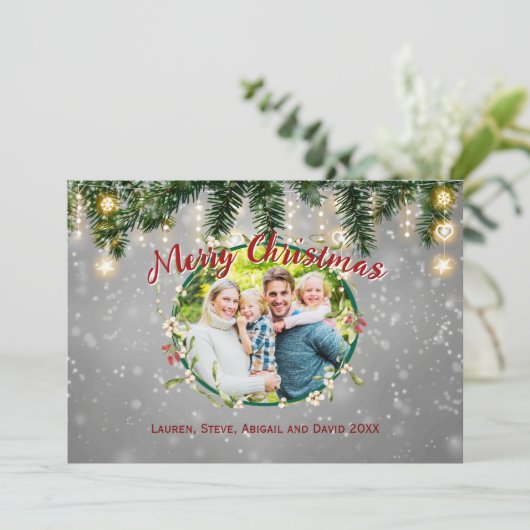 Fantasienaam kerstfeestdag feestdagenkaart (Staand voorkant)