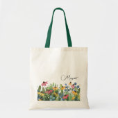 Fantasienaam op waterverf zomer wilde bloemen tote bag (Voorkant)