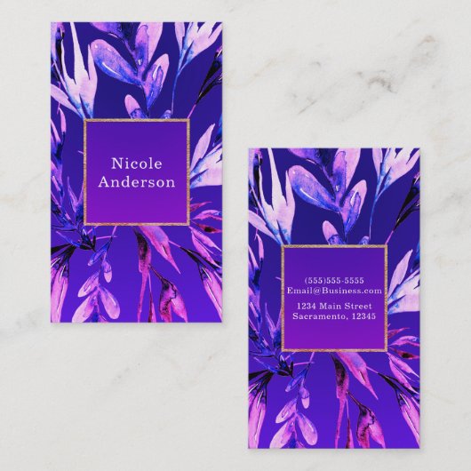 Fantasienaam Paarse Waterverf Visitekaartje (Voorkant / Achterkant)