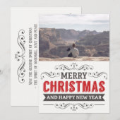 Fantasienamfoto van Merry Kerstwish Retro Typograf Feestdagenkaart (Voorkant / Achterkant)