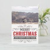 Fantasienamfoto van Merry Kerstwish Retro Typograf Feestdagenkaart (Staand voorkant)