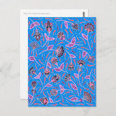 Fantasienblauw en roze briefkaart (Voorkant / Achterkant)