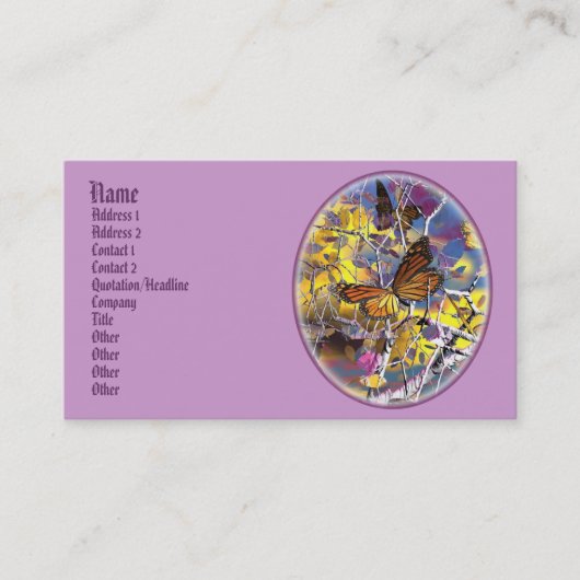 Fantasienkaart met dragoncat-vlinderfantasie visitekaartje (Voorkant)