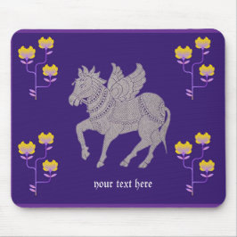 Fantasiepaard en bloemenmousepad valentijns cadeau muismat