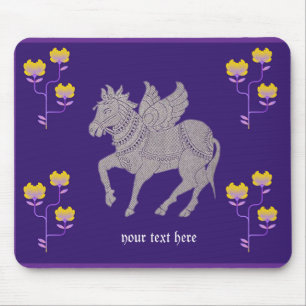 Fantasiepaard en bloemenmousepad valentijns cadeau muismat