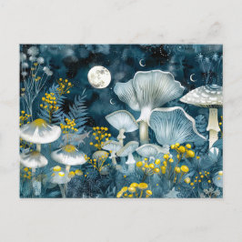 Fantasiepaddenstoelen gegroepeerd in een nachtscèn briefkaart