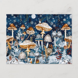 Fantasiepaddenstoelen gegroepeerd in een nachtscèn briefkaart