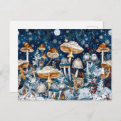 Fantasiepaddenstoelen gegroepeerd in een nachtscèn briefkaart (Voorkant / Achterkant)