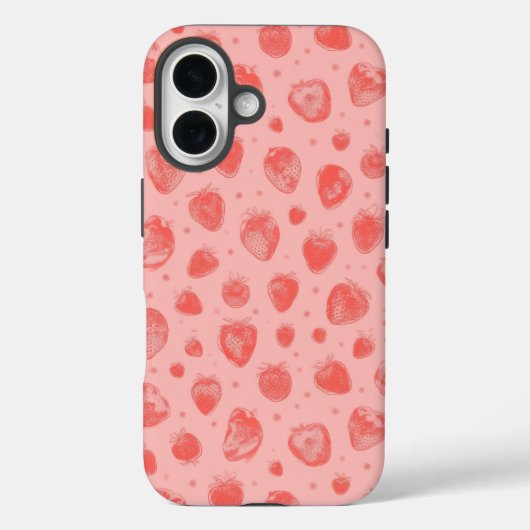fantasiepatroon met aardbeien op roze Case-Mate iPhone case (Achterkant)