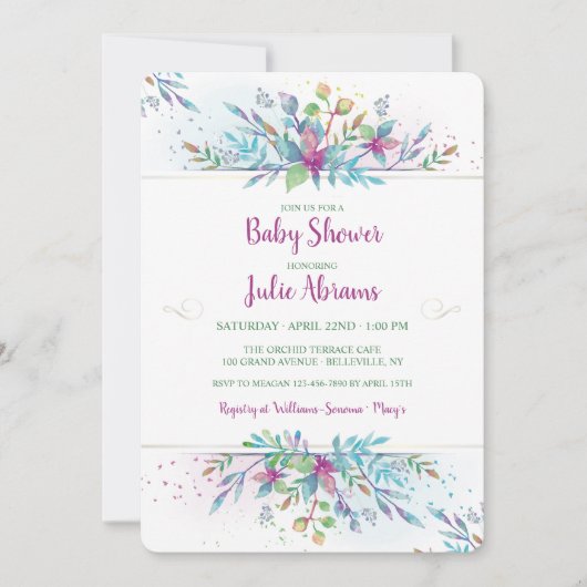 Fantasierijke Bloemen Uitnodiging (Voorkant)