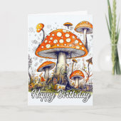 Fantasierijke bospaddenstoelentekening kaart (Voorkant)