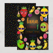 Fantasierijke Fruit Verjaardagsuitnodiging Kaart (Voorkant / Achterkant)