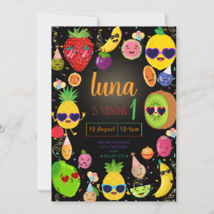 Fantasierijke Fruit Verjaardagsuitnodiging Kaart