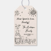 Fantasierijke handgetekende oudejaarsfeest cadeaulabel (Voorkant)