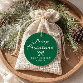 Fantasierijke Handgetekende Strik Groene Kerstcade Bedankjes Labels