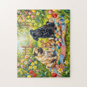 Fantasierijke illustratie van Easter Picknick Mops Legpuzzel (Verticaal)