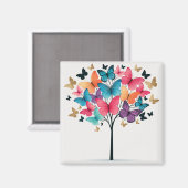 Fantasierijke Natuur Vlinder Levensboom Magneet (Voorkant / Achterkant)
