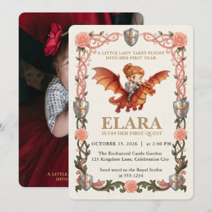 Fantasierijke Ridder Meisje Draak Eerste Verjaarda