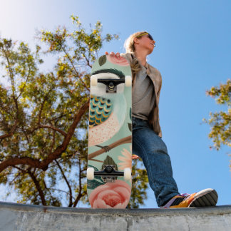 Fantasierijke Rozen Bloemen Vintage Volk Vogels Persoonlijk Skateboard