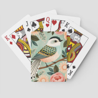 Fantasierijke Rozen Bloemen Vintage Volksvogel Pokerkaarten