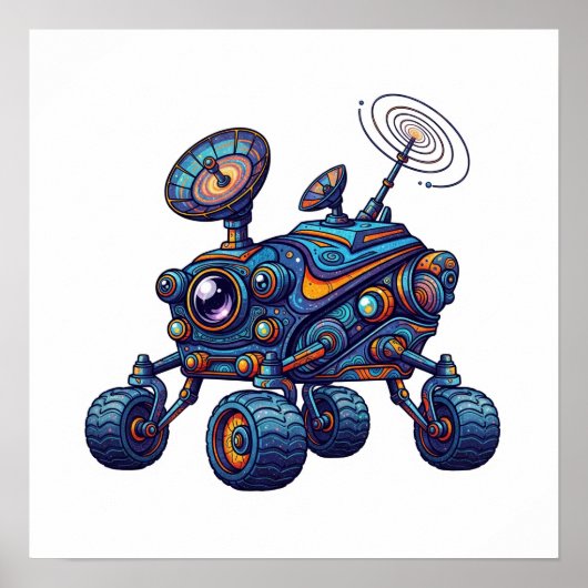 Fantasierijke Space Rover Poster (Voorkant)