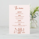 Fantasierijke Tekenvoedsel Tekening Bruiloft Menu (Staand voorkant)