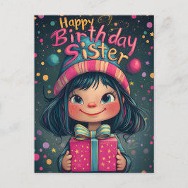 Fantasierijke Verjaardag Zuster Illustratie Briefkaart