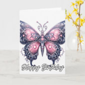 fantasierijke vlinderkunst | Gelukkige verjaardag Kaart (Gele Bloem)