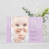 Fantasierijke Wijnranken Geboorteaankondiging Lila Aankondiging (Staand voorkant)