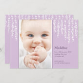 Fantasierijke Wijnranken Geboorteaankondiging Lila Aankondiging (Voorkant / Achterkant)