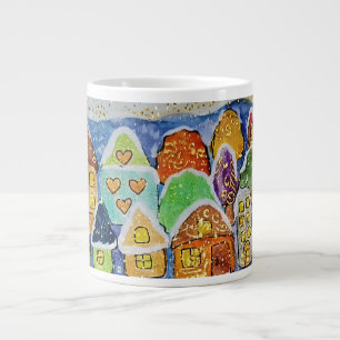 Fantasierijke Winterdorp Folk Art Kerstcadeau Grote Koffiekop