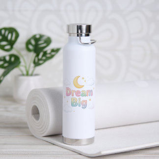 Fantasierijke zachte pastel citaat op wit waterfles