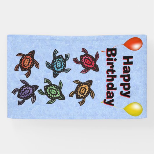 Fantasieschildpadden gekleurde schelpen Ballonnen  Spandoek (Horizontaal)