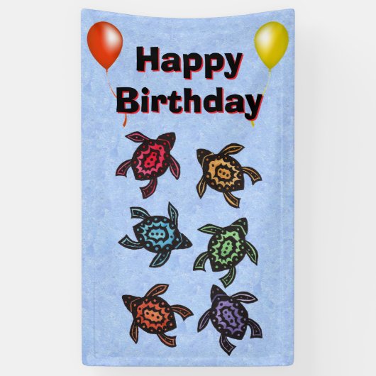 Fantasieschildpadden gekleurde schelpen Ballonnen  Spandoek (Verticaal)