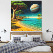 Fantasiest Landschap met Levendig Strand Canvas Afdruk (Insitu (Slaapkamer))