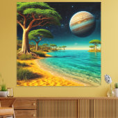 Fantasiest Landschap met Levendig Strand Canvas Afdruk (Insitu (Woonkamer))